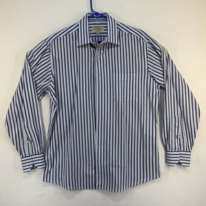 Tommy Bahama Long Sleeve Button Up Shirt Men's Blue Stripes Size 16 34-35
